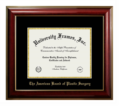 Diploma Frame in Classic Mahogany with Gold Trim with Black & Gold Mats for DOCUMENT: 8 1/2"H X 11"W  