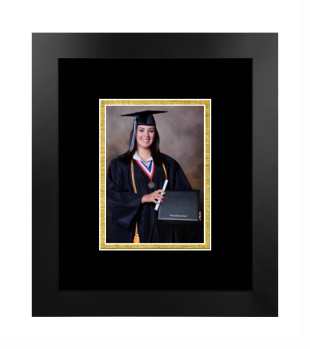 Albertson College of Idaho 5 x 7 Portrait Frame in Manhattan Black with Black & Gold Mats