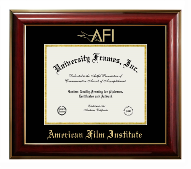 Diploma Frame in Classic Mahogany with Gold Trim with Black & Gold Mats for DOCUMENT: 8 1/2"H X 11"W  