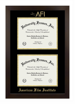 Double Degree (Stacked) Frame in Manhattan Espresso with Black & Gold Mats for DOCUMENT: 8 1/2"H X 11"W  , DOCUMENT: 8 1/2"H X 11"W  