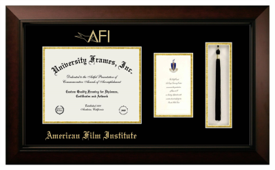 Diploma with Announcement & Tassel Box Frame in Legacy Black Cherry with Black & Gold Mats for DOCUMENT: 8 1/2"H X 11"W  ,  7"H X 4"W  