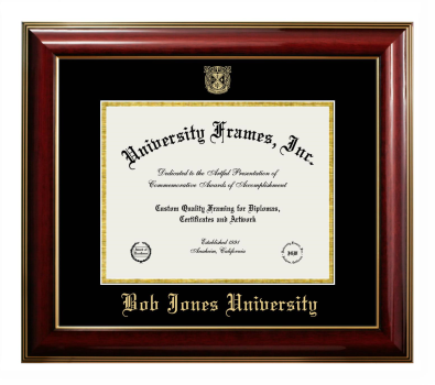 Diploma Frame in Classic Mahogany with Gold Trim with Black & Gold Mats for DOCUMENT: 8 1/2"H X 11"W  