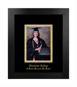 Allentown College of Saint Francis De Sales 5 x 7 Portrait Frame in Manhattan Black with Black & Gold Mats