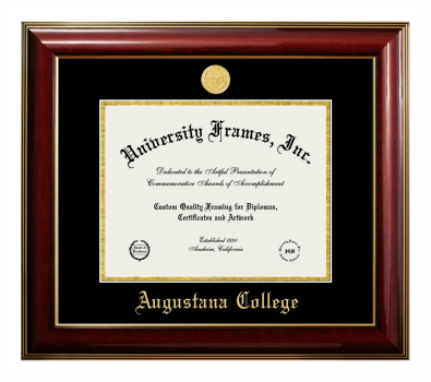 Diploma Frame in Classic Mahogany with Gold Trim with Black & Gold Mats for DOCUMENT: 8 1/2"H X 11"W  