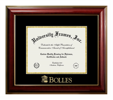 Diploma Frame in Classic Mahogany with Gold Trim with Black & Gold Mats for DOCUMENT: 8 1/2"H X 11"W  