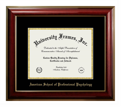 Diploma Frame in Classic Mahogany with Gold Trim with Black & Gold Mats for DOCUMENT: 8 1/2"H X 11"W  