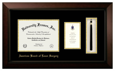 Diploma with Announcement & Tassel Box Frame in Legacy Black Cherry with Black & Gold Mats for DOCUMENT: 8 1/2"H X 11"W  ,  7"H X 4"W  