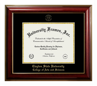 Diploma Frame in Classic Mahogany with Gold Trim with Black & Gold Mats for DOCUMENT: 8 1/2"H X 11"W  