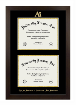 Double Degree (Stacked) Frame in Manhattan Espresso with Black & Gold Mats for DOCUMENT: 8 1/2"H X 11"W  , DOCUMENT: 8 1/2"H X 11"W  