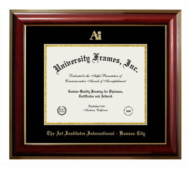 Diploma Frame in Classic Mahogany with Gold Trim with Black & Gold Mats for DOCUMENT: 8 1/2"H X 11"W  