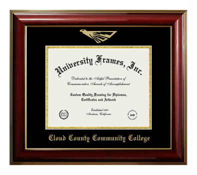 Diploma Frame in Classic Mahogany with Gold Trim with Black & Gold Mats for DOCUMENT: 8 1/2"H X 11"W  