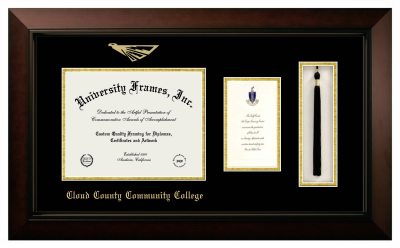 Diploma with Announcement & Tassel Box Frame in Legacy Black Cherry with Black & Gold Mats for DOCUMENT: 8 1/2"H X 11"W  ,  7"H X 4"W  