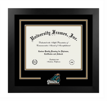 Coastal Carolina University Logo Mat Frame in Manhattan Black with Black & Bronze Mats for DOCUMENT: 8 1/2"H X 11"W  