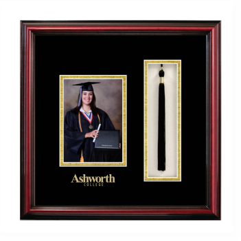 5 x 7 Portrait with Tassel Box Frame in Petite Cherry with Black & Gold Mats