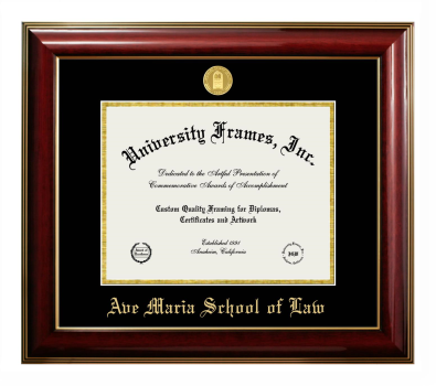 Diploma Frame in Classic Mahogany with Gold Trim with Black & Gold Mats for DOCUMENT: 8 1/2"H X 11"W  