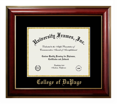 Diploma Frame in Classic Mahogany with Gold Trim with Black & Gold Mats for DOCUMENT: 8 1/2"H X 11"W  