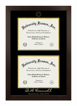 Double Degree (Stacked) Frame in Manhattan Espresso with Black & Gold Mats for DOCUMENT: 8 1/2"H X 11"W  , DOCUMENT: 8 1/2"H X 11"W  