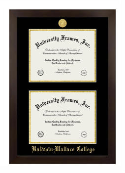 Double Degree (Stacked) Frame in Manhattan Espresso with Black & Gold Mats for DOCUMENT: 8 1/2"H X 11"W  , DOCUMENT: 8 1/2"H X 11"W  