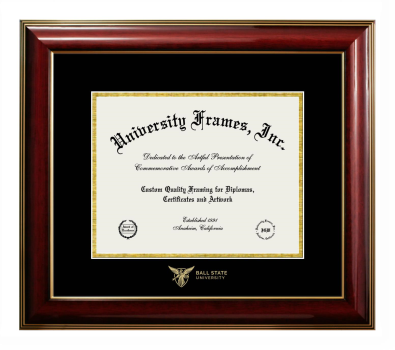 Diploma Frame in Classic Mahogany with Gold Trim with Black & Gold Mats for DOCUMENT: 8 1/2"H X 11"W  