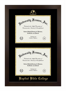 Double Degree (Stacked) Frame in Manhattan Espresso with Black & Gold Mats for DOCUMENT: 8 1/2"H X 11"W  , DOCUMENT: 8 1/2"H X 11"W  