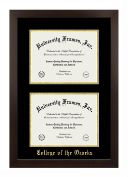 Double Degree (Stacked) Frame in Manhattan Espresso with Black & Gold Mats for DOCUMENT: 8 1/2"H X 11"W  , DOCUMENT: 8 1/2"H X 11"W  