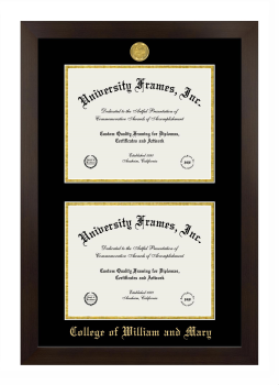 Double Degree (Stacked) Frame in Manhattan Espresso with Black & Gold Mats for DOCUMENT: 8 1/2"H X 11"W  , DOCUMENT: 8 1/2"H X 11"W  