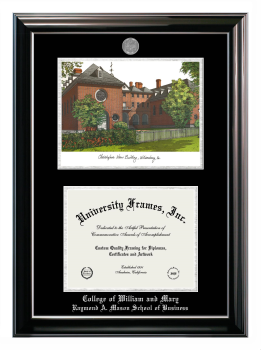 Double Opening with Campus Image (Stacked) Frame in Classic Ebony with Silver Trim with Black & Silver Mats for DOCUMENT: 8 1/2"H X 11"W  