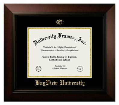 Diploma Frame in Legacy Black Cherry with Black & Gold Mats for DOCUMENT: 8 1/2"H X 11"W  