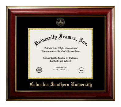 Columbia Southern University Diploma Frame in Classic Mahogany with Gold Trim with Black & Gold Mats for DOCUMENT: 8 1/2"H X 11"W  