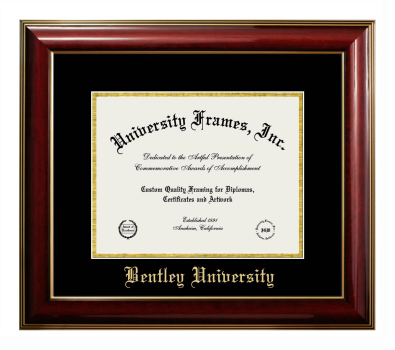 Diploma Frame in Classic Mahogany with Gold Trim with Black & Gold Mats for DOCUMENT: 8 1/2"H X 11"W  