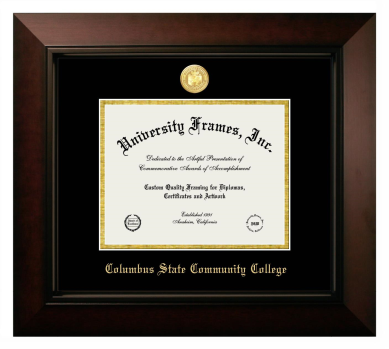 Columbus State Community College Diploma Frame in Legacy Black Cherry with Black & Gold Mats for DOCUMENT: 7"H X 9"W  