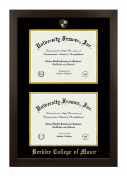 Double Degree (Stacked) Frame in Manhattan Espresso with Black & Gold Mats for DOCUMENT: 8 1/2"H X 11"W  , DOCUMENT: 8 1/2"H X 11"W  