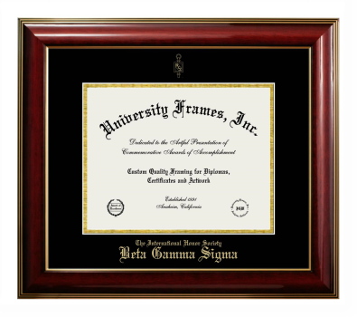 Diploma Frame in Classic Mahogany with Gold Trim with Black & Gold Mats for DOCUMENT: 8 1/2"H X 11"W  