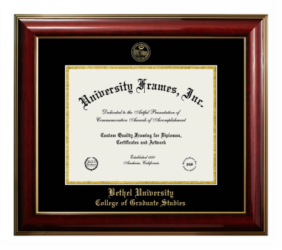 Diploma Frame in Classic Mahogany with Gold Trim with Black & Gold Mats for DOCUMENT: 8 1/2"H X 11"W  