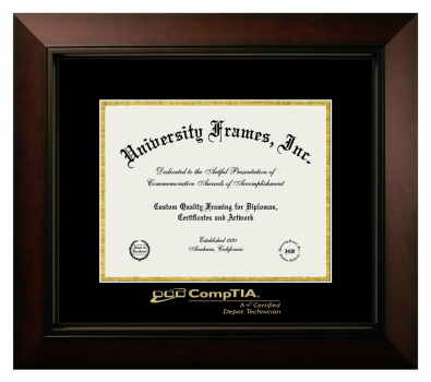 Diploma Frame in Legacy Black Cherry with Black & Gold Mats for DOCUMENT: 8 1/2"H X 11"W  