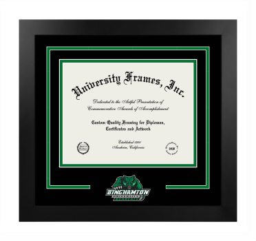 Logo Mat Frame in Manhattan Black with Black & Kelly Green Mats for DOCUMENT: 8 1/2"H X 11"W  