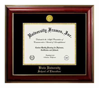 Diploma Frame in Classic Mahogany with Gold Trim with Black & Gold Mats for DOCUMENT: 8 1/2"H X 11"W  