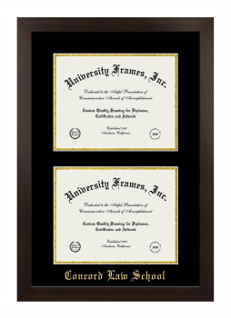 Double Degree (Stacked) Frame in Manhattan Espresso with Black & Gold Mats for DOCUMENT: 8 1/2"H X 11"W  , DOCUMENT: 8 1/2"H X 11"W  