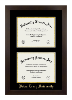 Double Degree (Stacked) Frame in Manhattan Espresso with Black & Gold Mats for DOCUMENT: 8 1/2"H X 11"W  , DOCUMENT: 8 1/2"H X 11"W  