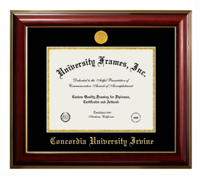 Diploma Frame in Classic Mahogany with Gold Trim with Black & Gold Mats for DOCUMENT: 8 1/2"H X 11"W  