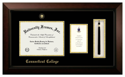 Diploma with Announcement & Tassel Box Frame in Legacy Black Cherry with Black & Gold Mats for DOCUMENT: 8 1/2"H X 11"W  ,  7"H X 4"W  