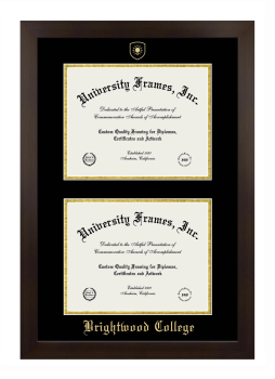 Double Degree (Stacked) Frame in Manhattan Espresso with Black & Gold Mats for DOCUMENT: 8 1/2"H X 11"W  , DOCUMENT: 8 1/2"H X 11"W  