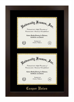 Double Degree (Stacked) Frame in Manhattan Espresso with Black & Gold Mats for DOCUMENT: 8 1/2"H X 11"W  , DOCUMENT: 8 1/2"H X 11"W  