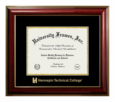 Diploma Frame in Classic Mahogany with Gold Trim with Black & Gold Mats for DOCUMENT: 8 1/2"H X 11"W  