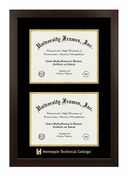 Double Degree (Stacked) Frame in Manhattan Espresso with Black & Gold Mats for DOCUMENT: 8 1/2"H X 11"W  , DOCUMENT: 8 1/2"H X 11"W  