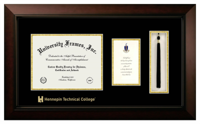 Diploma with Announcement & Tassel Box Frame in Legacy Black Cherry with Black & Gold Mats for DOCUMENT: 8 1/2"H X 11"W  ,  7"H X 4"W  