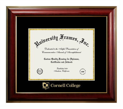 Diploma Frame in Classic Mahogany with Gold Trim with Black & Gold Mats for DOCUMENT: 8 1/2"H X 11"W  