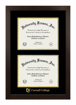 Double Degree (Stacked) Frame in Manhattan Espresso with Black & Gold Mats for DOCUMENT: 8 1/2"H X 11"W  , DOCUMENT: 8 1/2"H X 11"W  