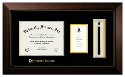 Diploma with Announcement & Tassel Box Frame in Legacy Black Cherry with Black & Gold Mats for DOCUMENT: 8 1/2"H X 11"W  ,  7"H X 4"W  