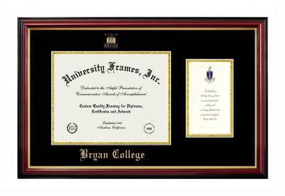 Diploma with Announcement Frame in Petite Mahogany with Gold Trim with Black & Gold Mats for DOCUMENT: 8 1/2"H X 11"W  ,  7"H X 4"W  